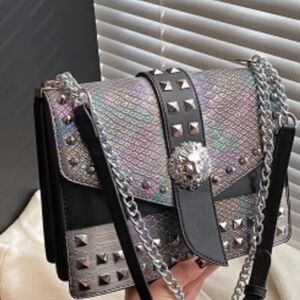 Black Multicolor Studded Women's Bag